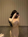 Hyphadao Sheath V Neckline Long Prom Dresses Birthday Outfits Evening Dress SD1037
