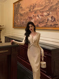 Hyphadao Sheath V Neckline Long Prom Dresses Birthday Outfits Evening Dress SD1037