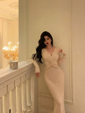 Hyphadao Sheath V Neckline Long Prom Dresses Birthday Outfits Evening Dress SD1037