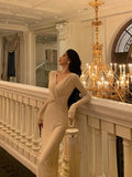 Hyphadao Sheath V Neckline Long Prom Dresses Birthday Outfits Evening Dress SD1037