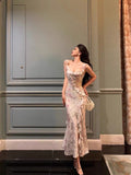 Hyphadao French Sheath Square Neckline Floral Pink Prom Dresses Birthday Outfits Evening Gown SD1054